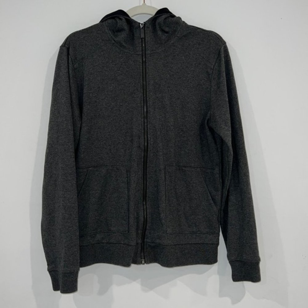 HUGO Hugo Boss Red label Dark Gray Full Zip hooded Sweatshirt Jacket size Medium